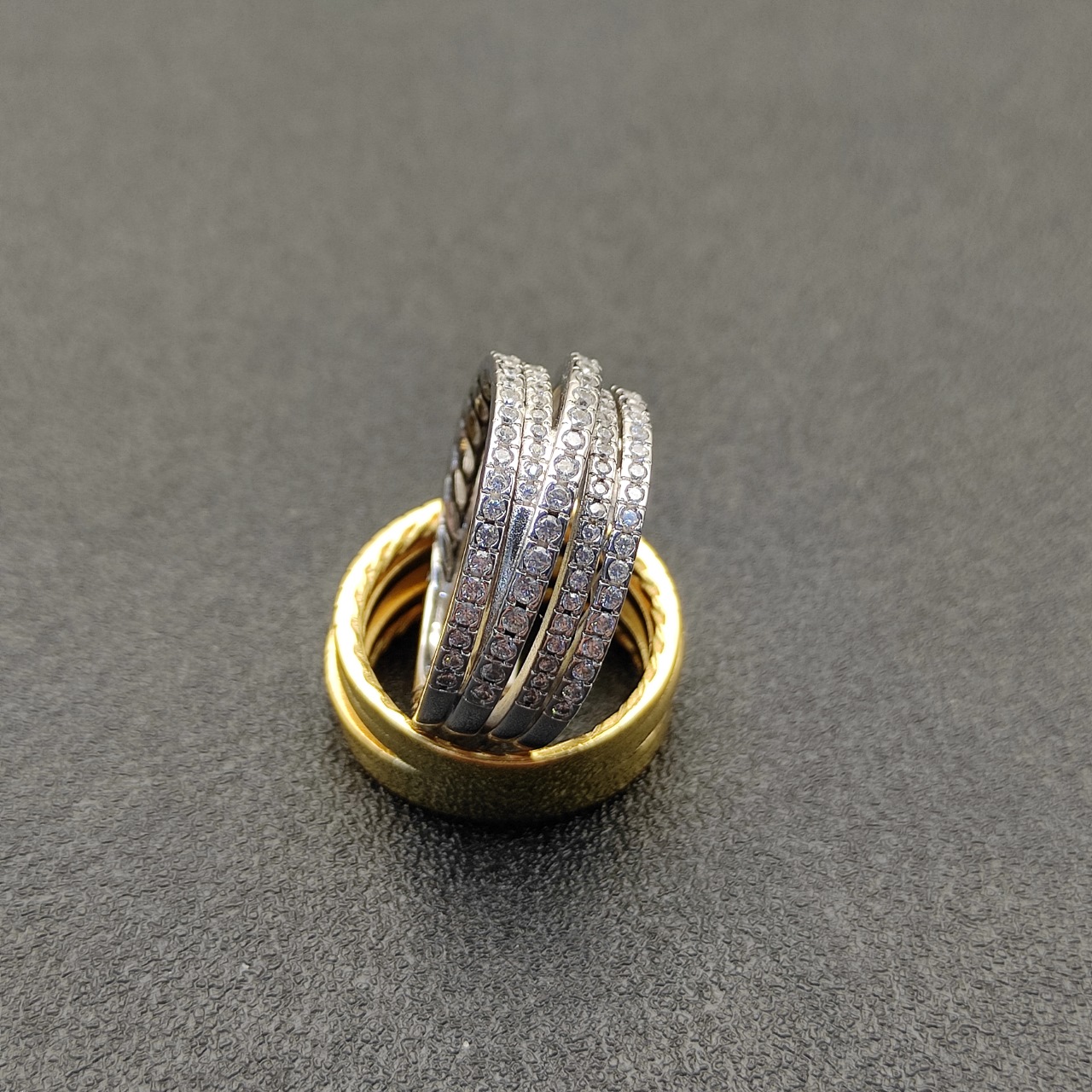 David Jurman’s New Drill Ring Collection with Silver and Gold, Sizes 6-9, Model No. DYJZ-083-084 - 图片 5