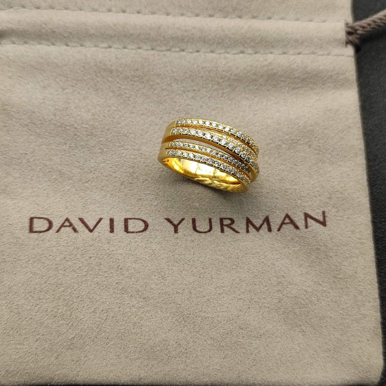 219 on new. David Yuriman, full of drill rings, gold. Size: United States, 6-7-8-9, four - 图片 2