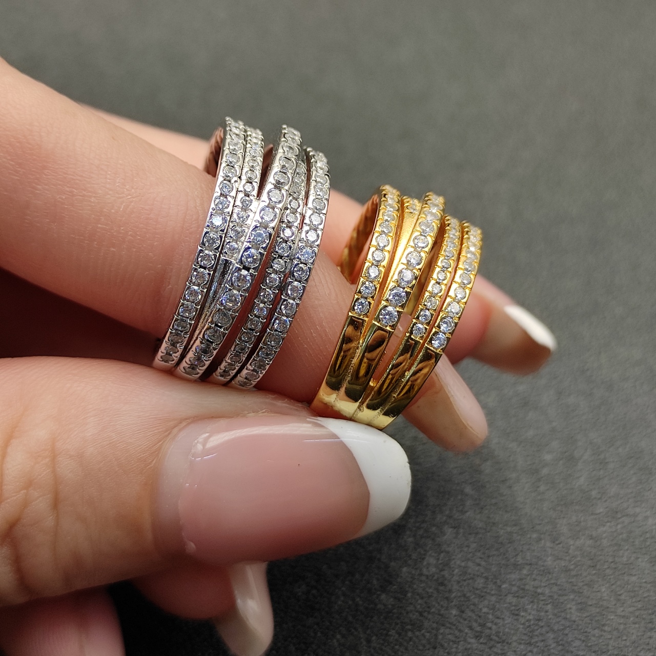 219 on new. David Yuriman, full of drill rings, gold. Size: United States, 6-7-8-9, four - 图片 5