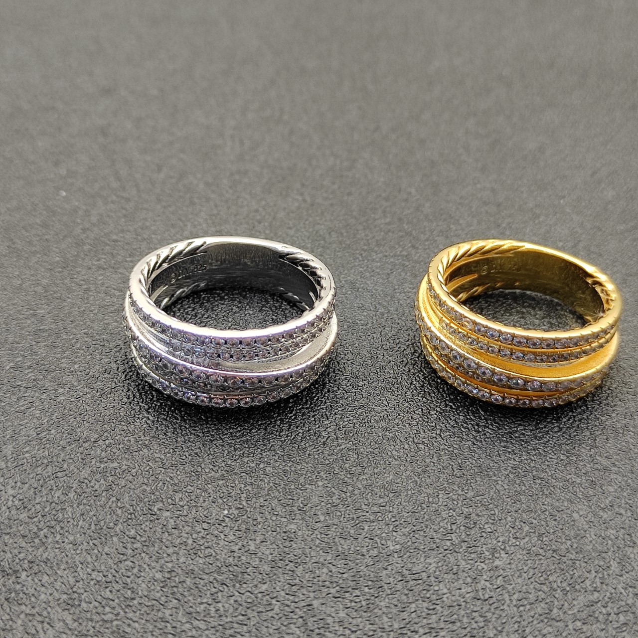 219 on new. David Yuriman, full of drill rings, gold. Size: United States, 6-7-8-9, four - 图片 6