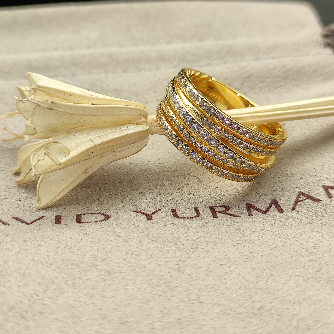 219 on new. David Yuriman, full of drill rings, gold. Size: United States, 6-7-8-9, four - 图片 9