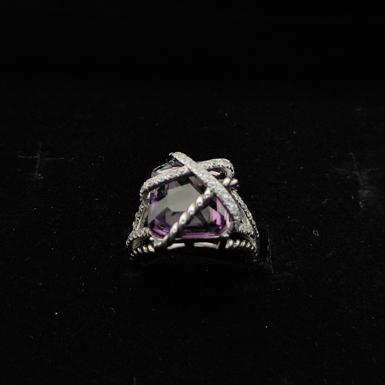 “David Yurman Precious Crystal Bag-Side Diamond Ring in Size 6-9” - 图片 7