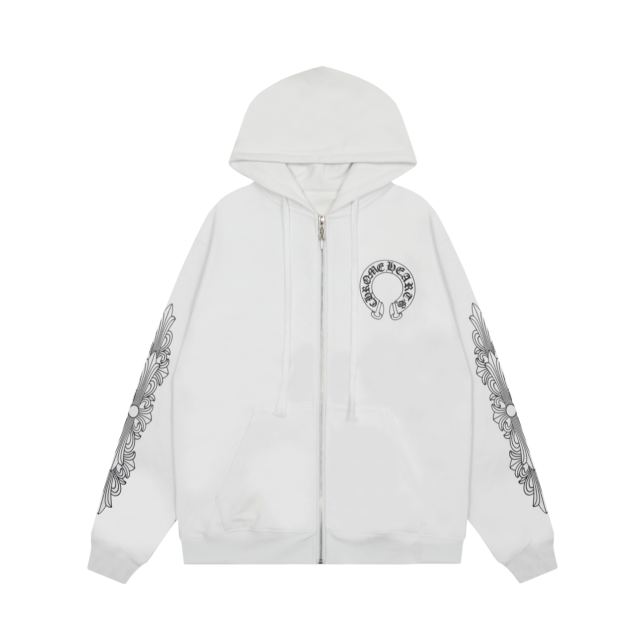 Chrome Hearts Clothing Cardigans Sweatshirts Black White Embroidery Unisex Fall/Winter Collection Fashion Hooded Top