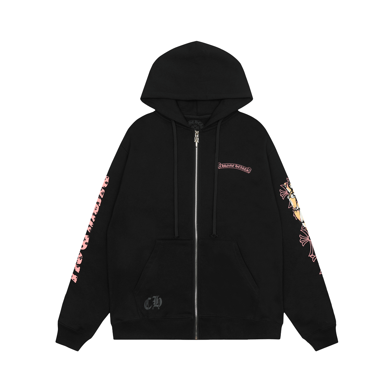 Chrome Hearts Clothing Cardigans Sweatshirts Black Embroidery Unisex Fall/Winter Collection Fashion Hooded Top