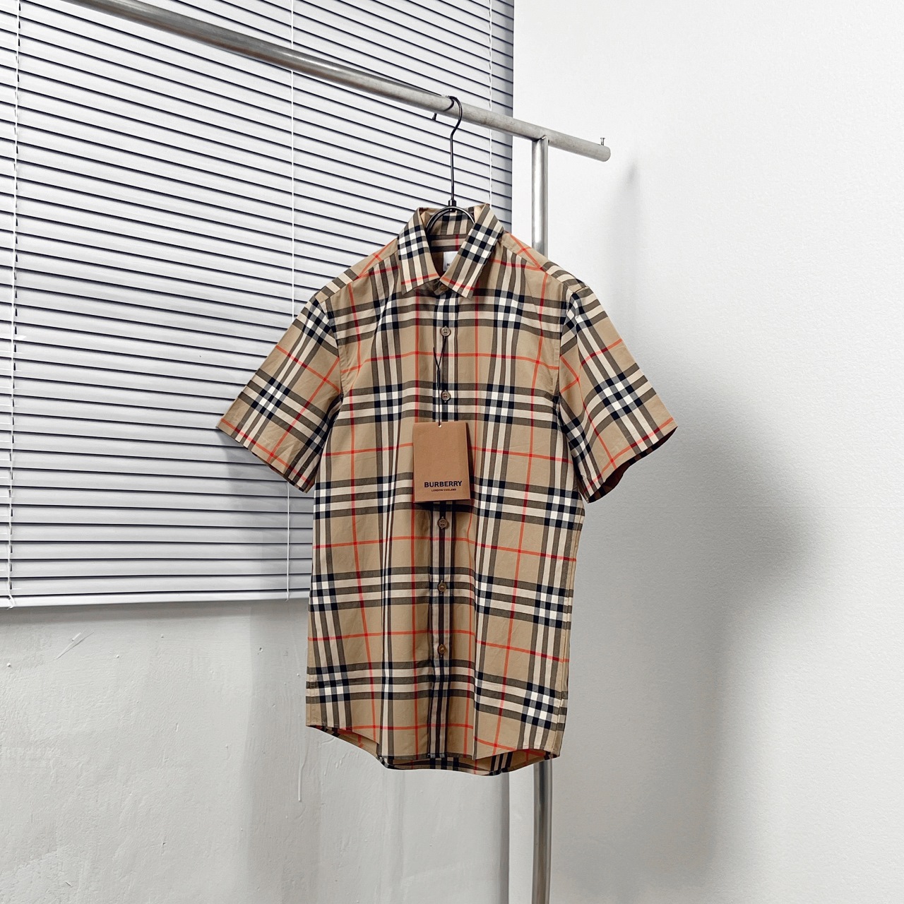 BURBERR*/Burberry* Camisa de manga corta con cuadros a juego. Tallas: S-2XL