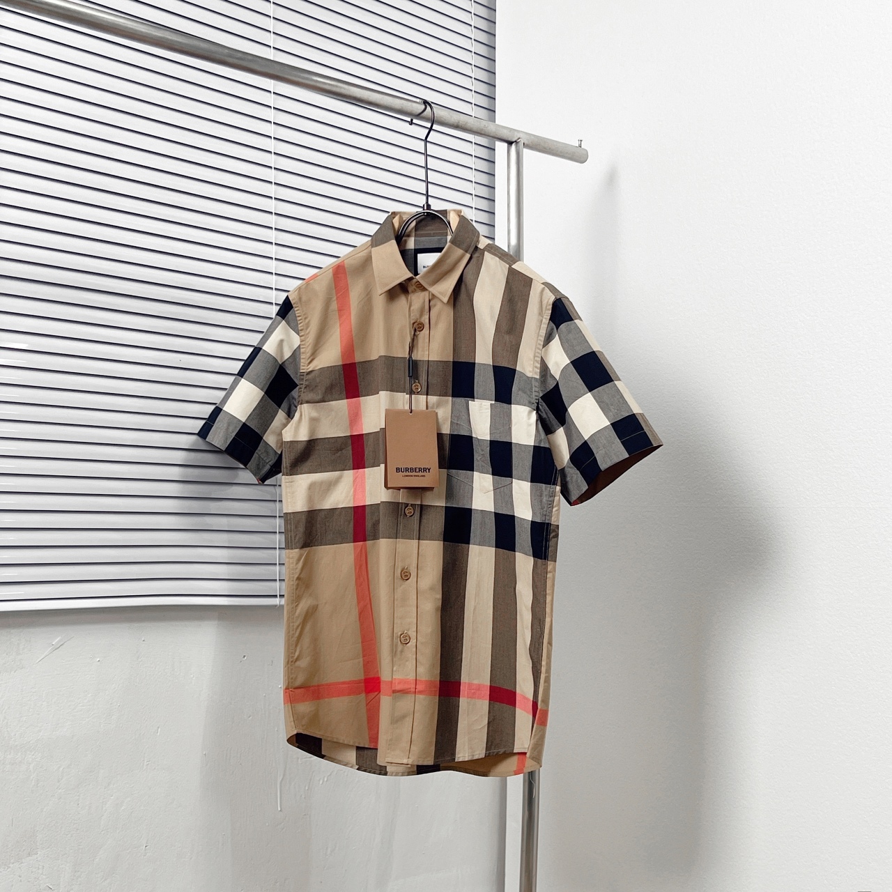 BURBERR*/Burberry* Camisa de manga corta clásica de cuadros grandes a juego. Tallas: S-2XL