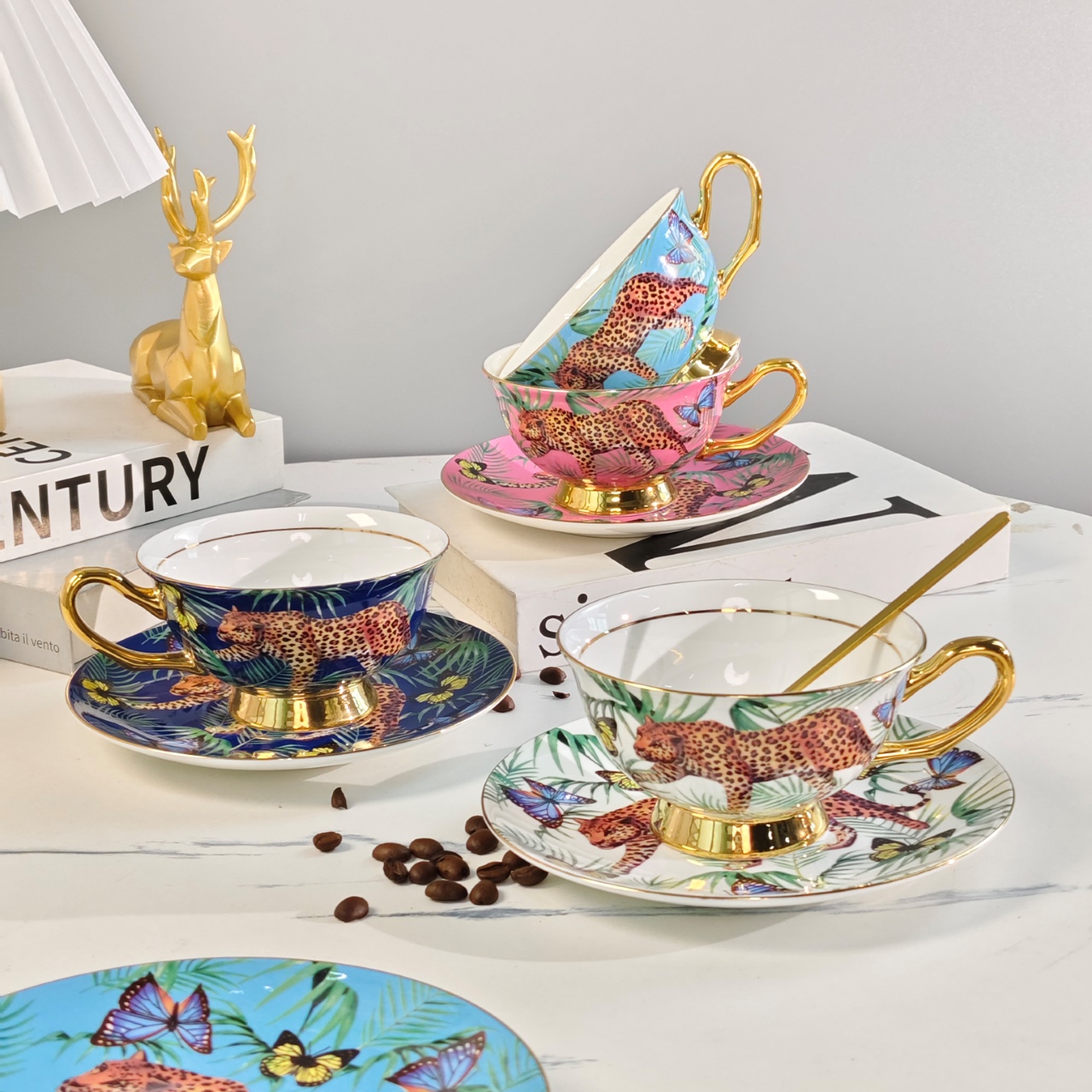 European Court-Style Afternoon Tea and Coffee Set: 1 Pot, 4 Cups, and 4  - Comprehensive 5