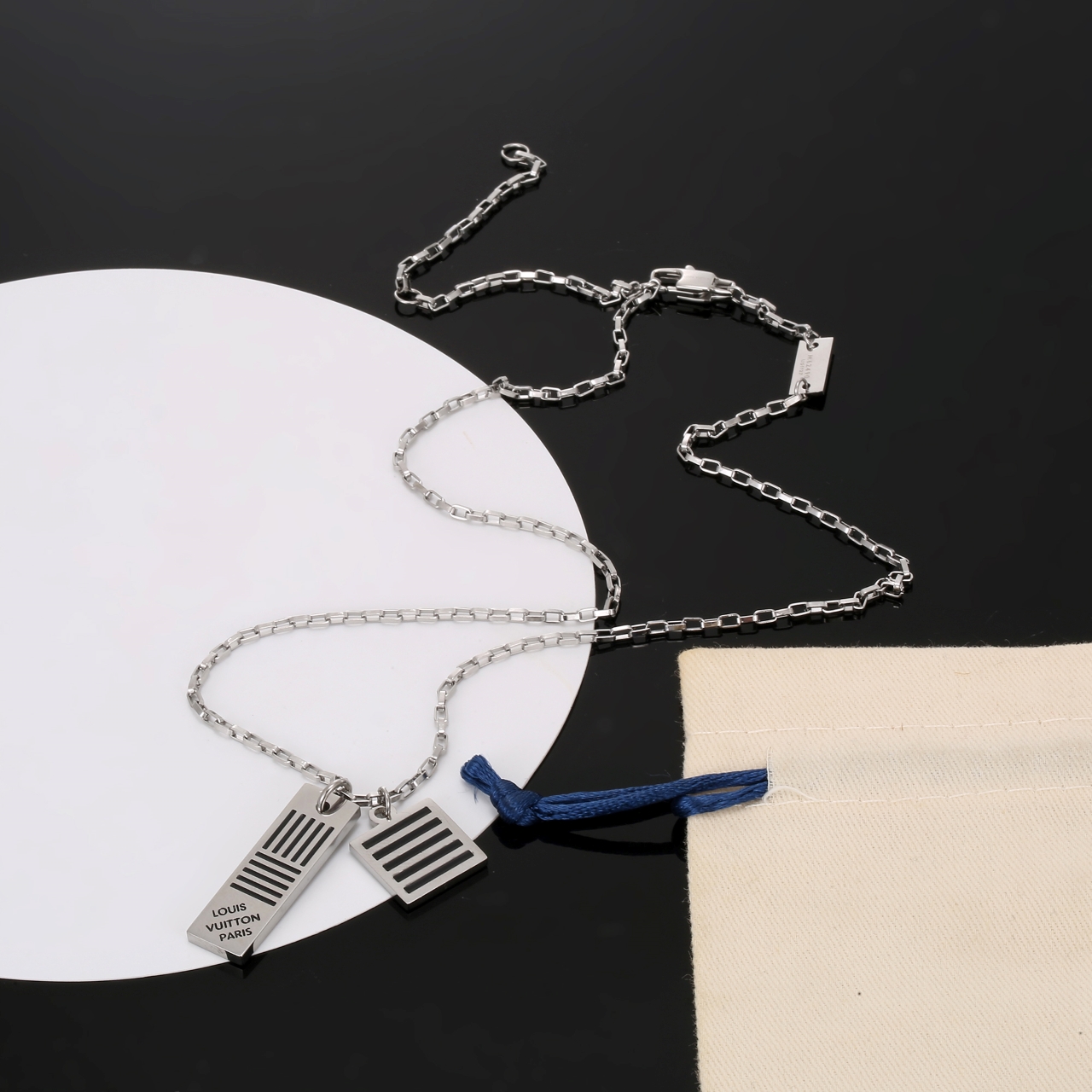 louis vuitton damier colors dual pendant necklace