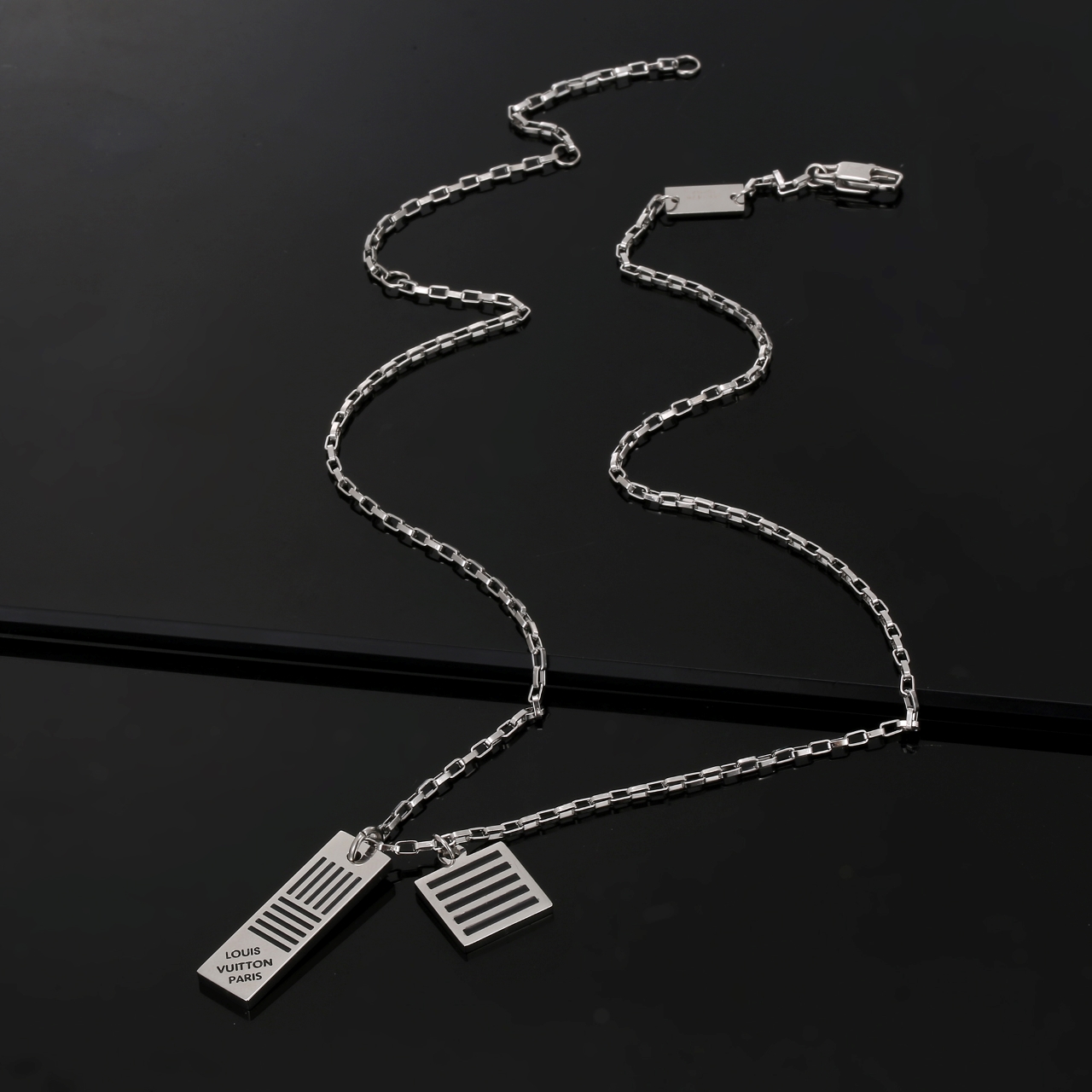 louis vuitton damier colors dual pendant necklace