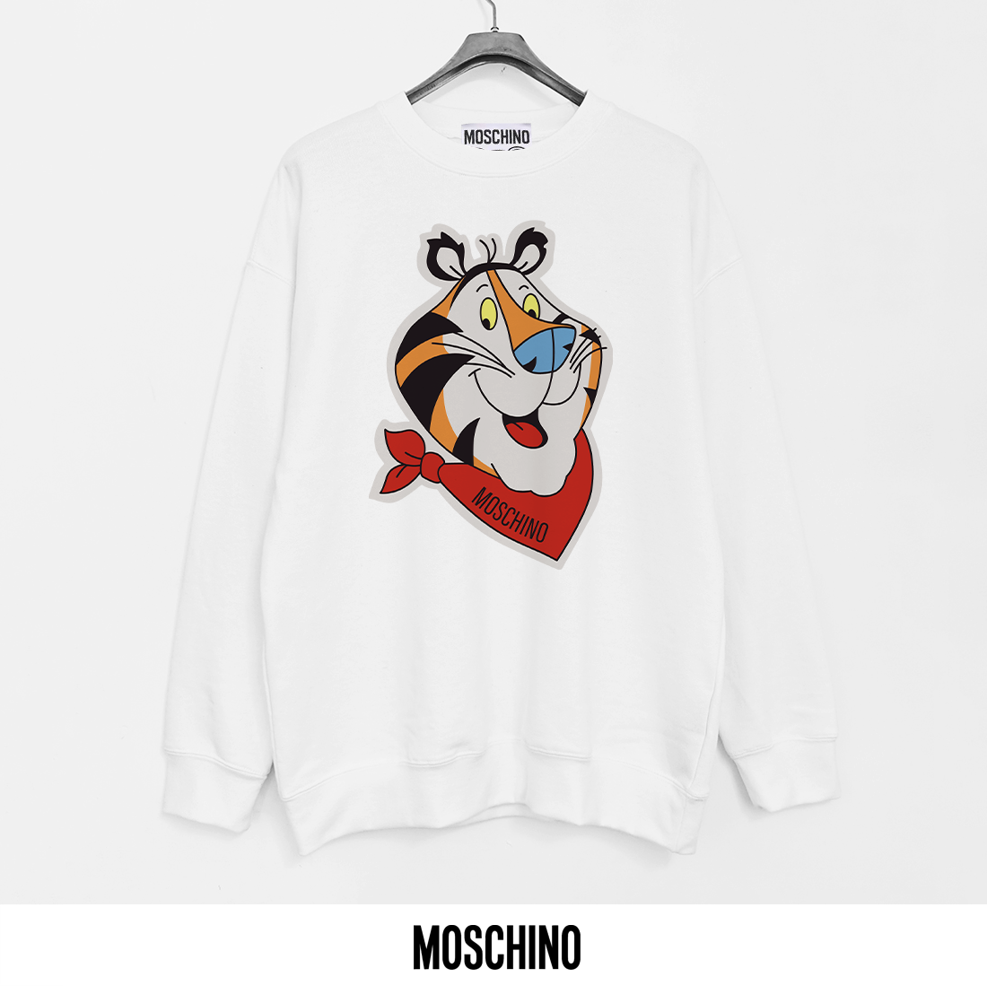 Moschino Crewneck Sweatshirt with Tiger Print - Soft Cotton Blend, XS-XL