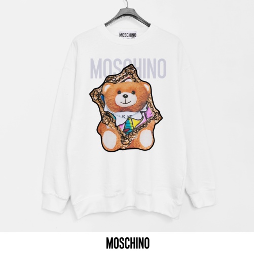Moschino Printed Crewneck Sweatshirt - Soft Cotton, White/Black, XS-XL 48 Moschino Printed Crewneck Sweatshirt - Soft Cotton, White/Black, XS-XL