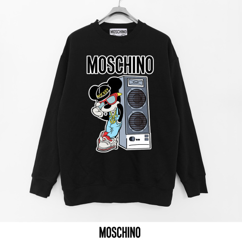 Moschino Graphic Print Crew Neck Sweatshirt, Cotton Blend, Black and White 4 Moschino Graphic Print Crew Neck Sweatshirt, Cotton Blend, Black and White