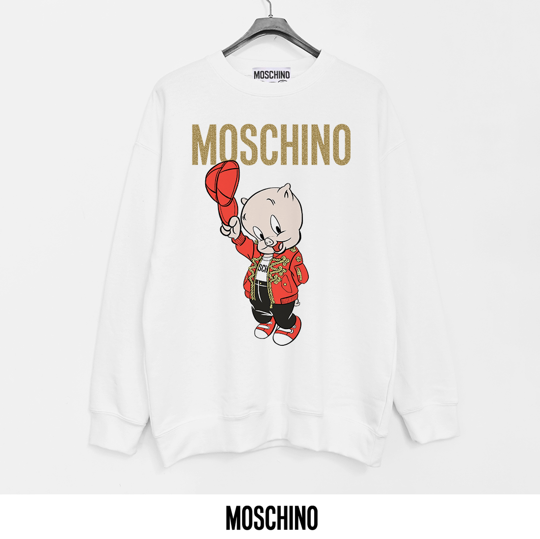 Moschino Printed Cotton Terry Crewneck Sweatshirt | Soft & Breathable Fabric