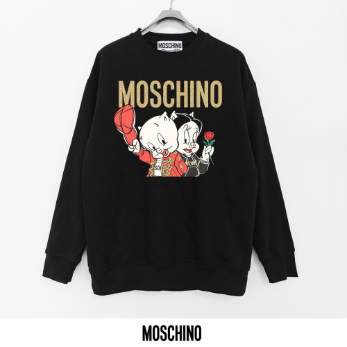 Moschino Printed Cotton Sweatshirt, Crew Neck, Long Sleeves, Black 1 Moschino Printed Cotton Sweatshirt, Crew Neck, Long Sleeves, Black