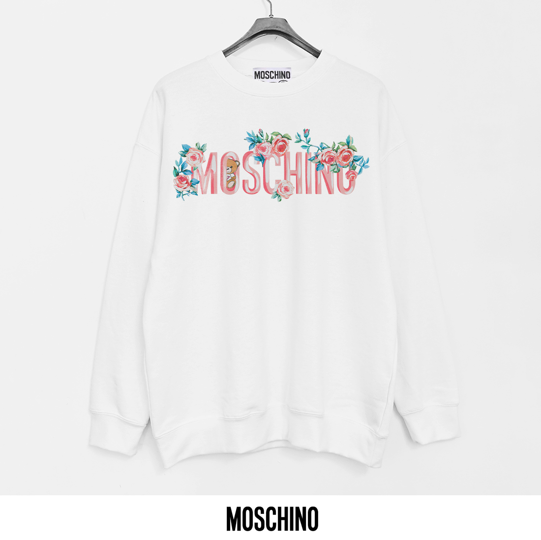Moschino Women's Floral Print Crewneck Sweatshirt, Soft Cotton Blend