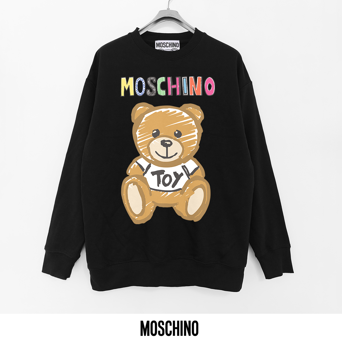Moschino Printed Cotton-Terry Sweatshirt with Teddy Bear Design