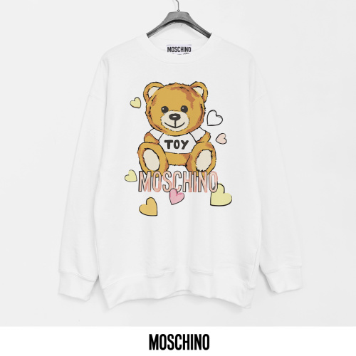 Moschino White Crewneck Sweatshirt with Teddy Bear Print, Cotton, XS-XL 1 Moschino White Crewneck Sweatshirt with Teddy Bear Print, Cotton, XS-XL