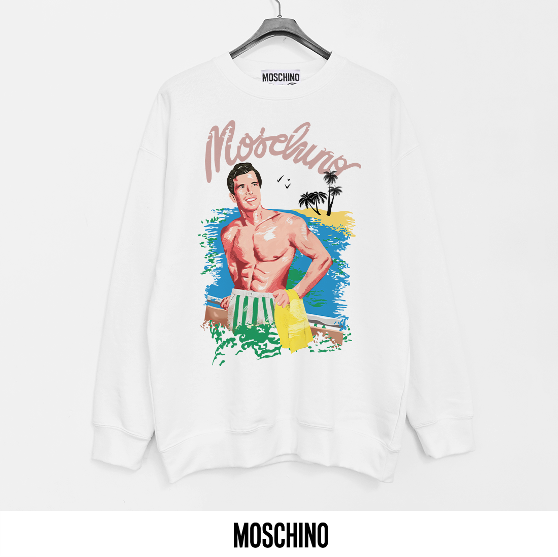 Moschino Printed Cotton Terry Crewneck Sweatshirt - Soft, Breathable, & Durable