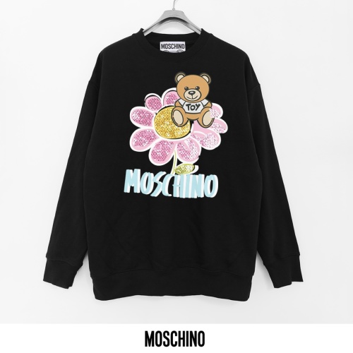 Moschino Printed Cotton-Terry Sweatshirt With Teddy Bear Graphic, Black 1 Moschino Printed Cotton-Terry Sweatshirt With Teddy Bear Graphic, Black