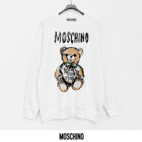Moschino Printed Fleece Crewneck Sweatshirt, Bear Graphic, Cotton Blend 1 Moschino Printed Fleece Crewneck Sweatshirt, Bear Graphic, Cotton Blend