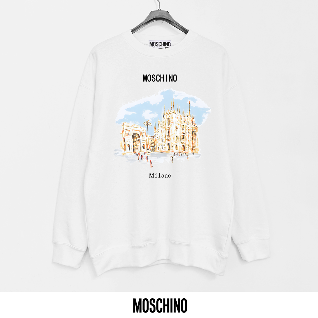 Moschino Graphic Print Crewneck Sweatshirt - Breathable Cotton, Soft & Durable