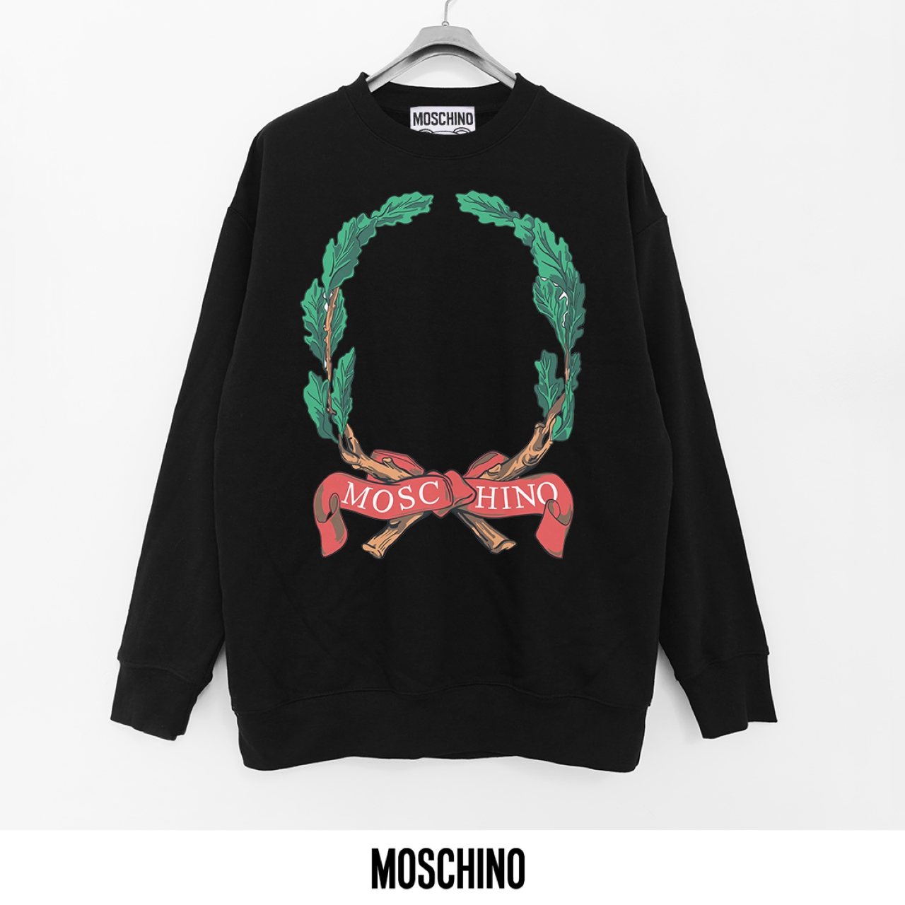 Moschino Printed Terry Crew Neck Sweatshirt - Breathable Cotton Blend