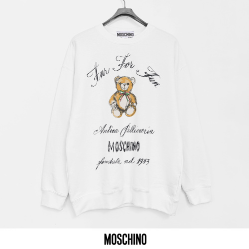 Moschino Printed Cotton Terry Crewneck Sweatshirt with Teddy Bear Design 1 Moschino Printed Cotton Terry Crewneck Sweatshirt with Teddy Bear Design