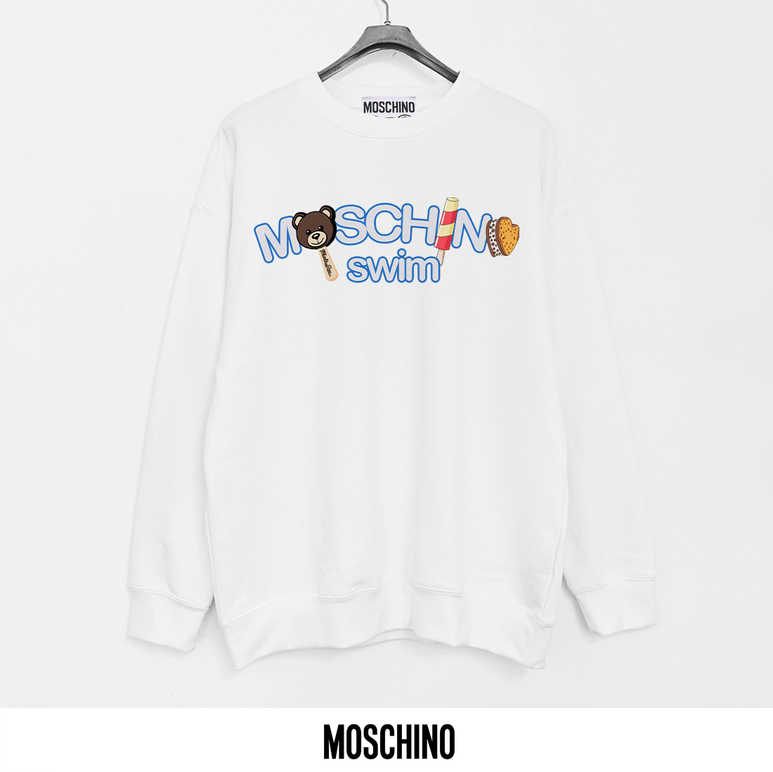 Moschino Graphic Print Cotton Terry Crewneck Sweatshirt - Soft & Breathable