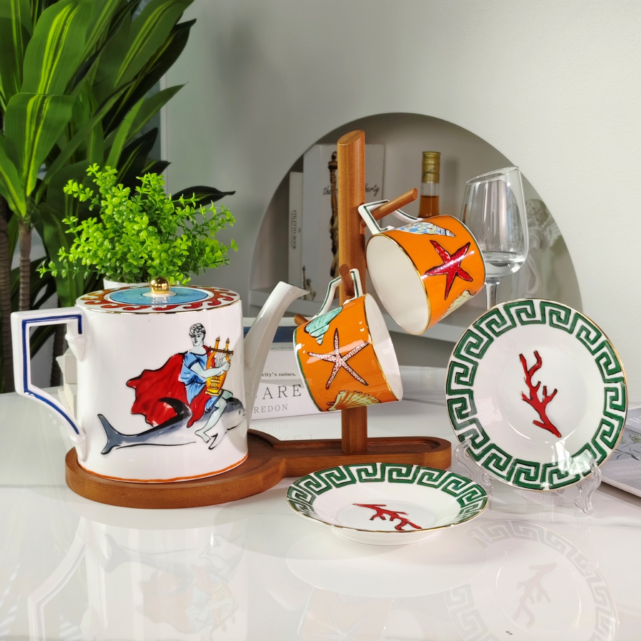**Ginori 1735 | Il Viaggio di Nettuno Tea Set (One Pot, Two Cups & Sauce - Comprehensive 6