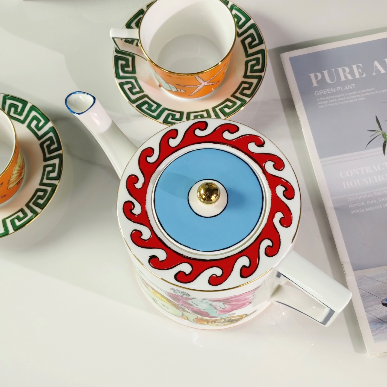 **Ginori 1735 | Il Viaggio di Nettuno Tea Set (One Pot, Two Cups & Sauce - Comprehensive 7