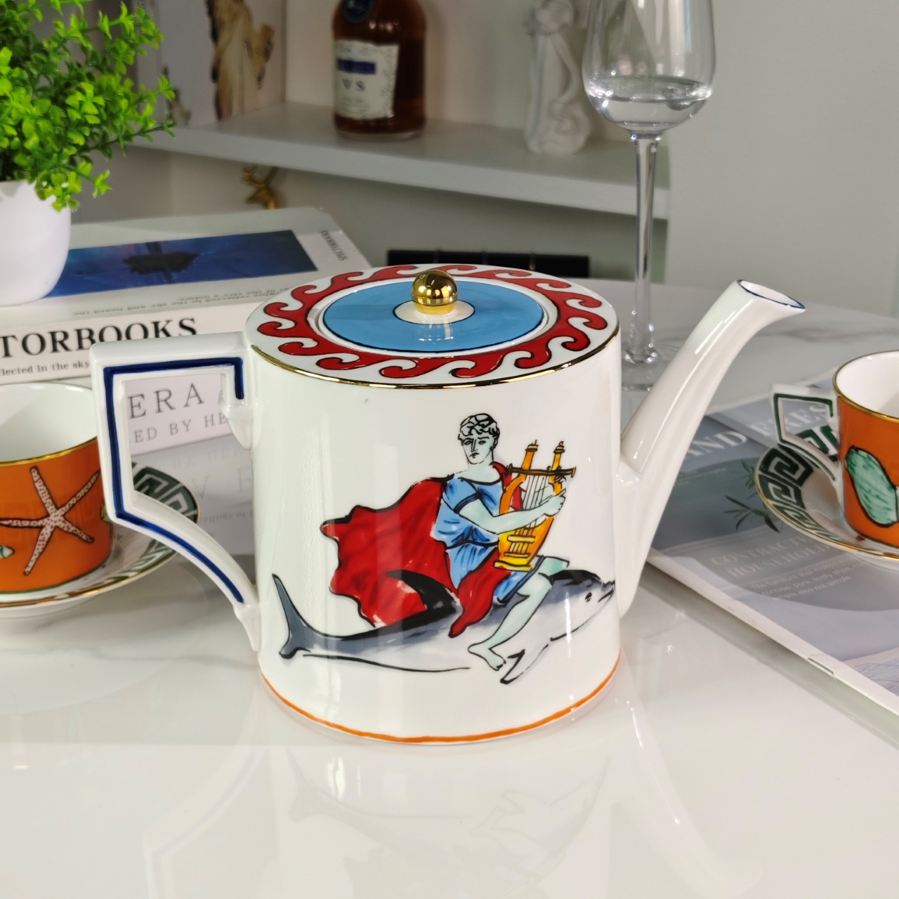 **Ginori 1735 | Il Viaggio di Nettuno Tea Set (One Pot, Two Cups & Sauce - Comprehensive 9
