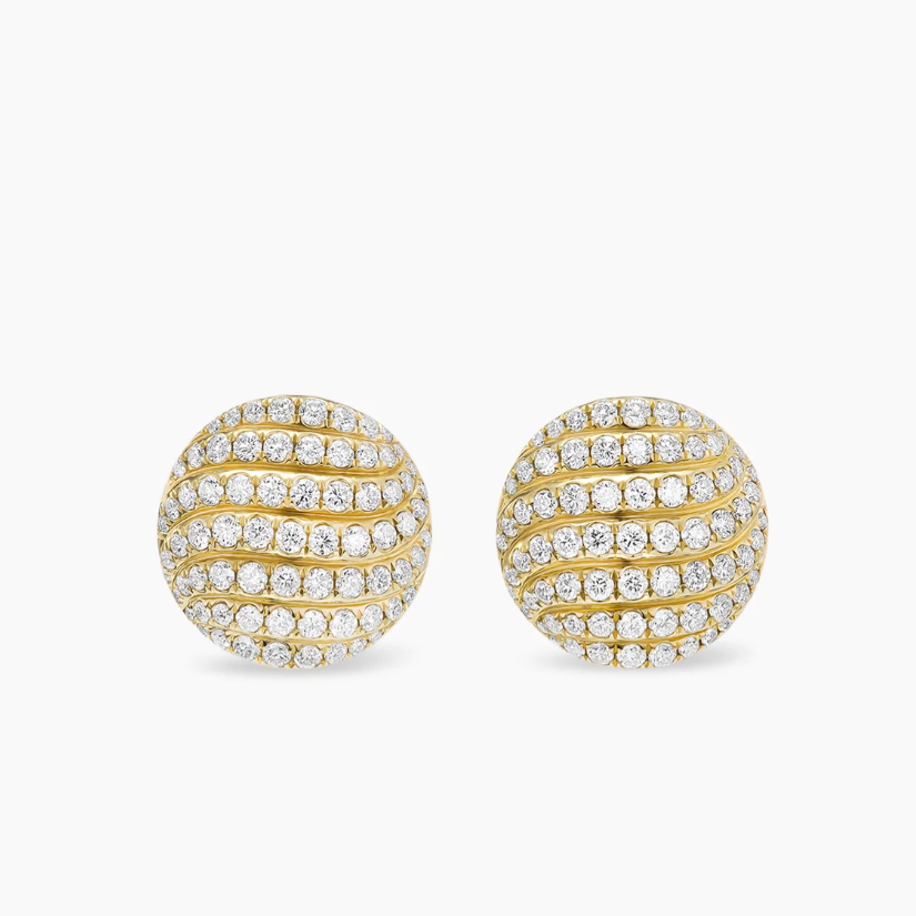 NO:107922,V-gold material David Yurman gold 14mm full diamond spiral earrings, fine jewelry19860909V金材质David Yurman 金色14mm满钻纽纹螺旋耳钉,饰品精品,Jewelry