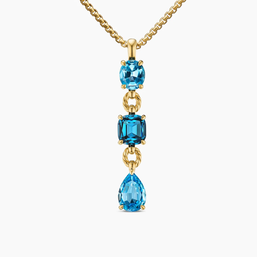 NO:107999,V gold David Yurman Marbella necklace blue diamond. Chain thick 2mm, length 45 5cm delay chain, jewelry quality, necklace19860909V金David Yurman 玛贝拉项链蓝钻.链条粗2mm,长度45 5cm延迟链,饰品精品,necklace,Jewelry