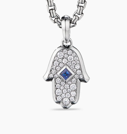 NO:107995,David Yurman Platinum Minion Blue Diamond Necklace. Chain is 2mm thick, length 45 5cm delay chain, jewelry quality, necklace19860909David Yurman 白金色小黄人蓝钻项链.链条粗2mm,长度45 5cm延迟链,饰品精品,necklace,Jewelry