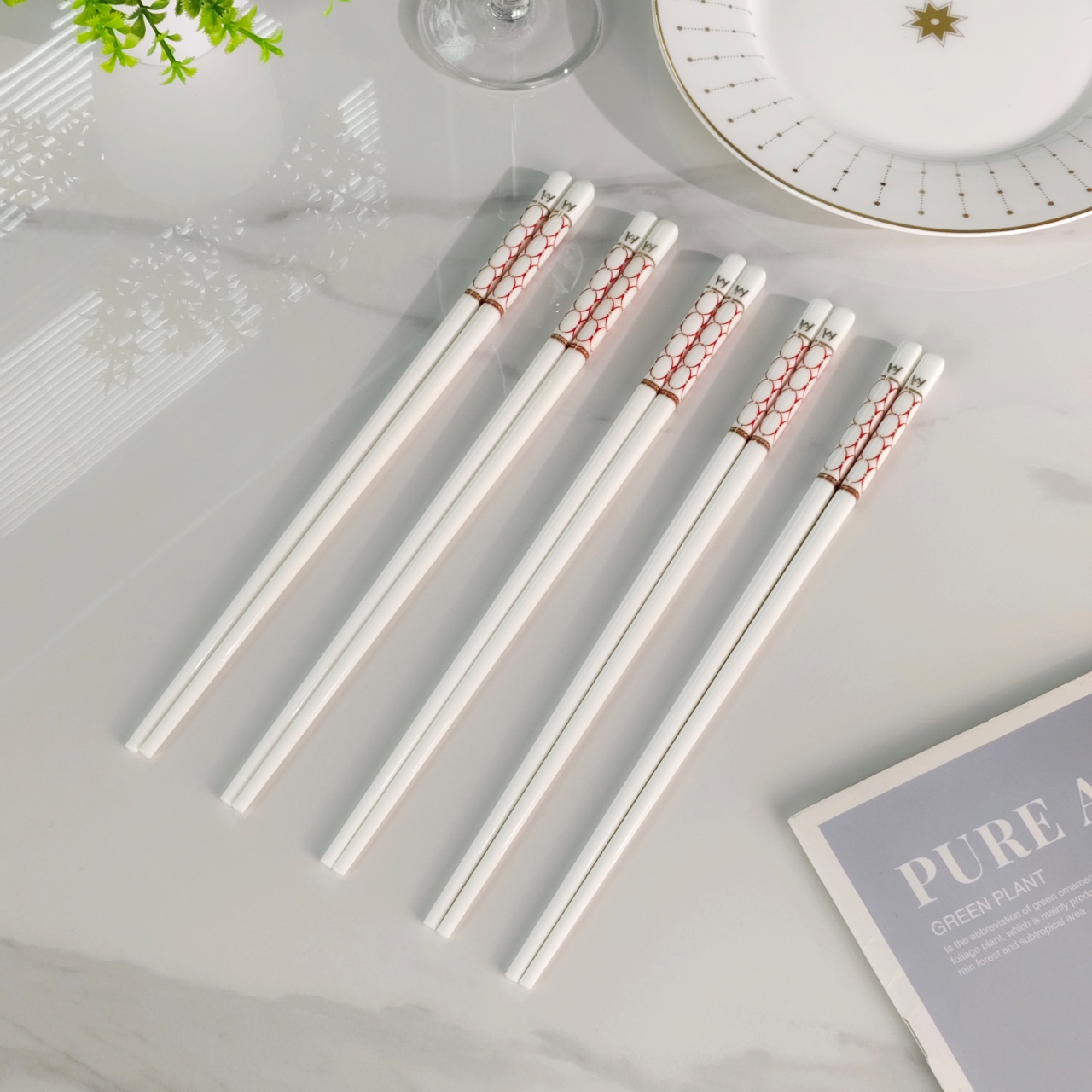 WEDGWOOD Renaissance Red Chopsticks - Comprehensive 4