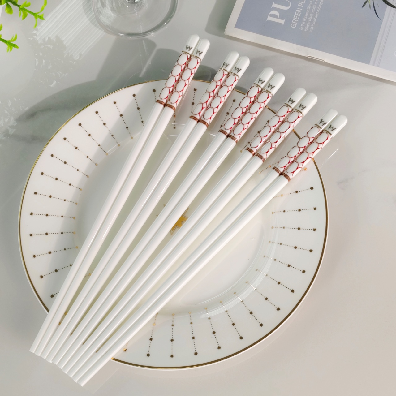WEDGWOOD Renaissance Red Chopsticks - Comprehensive 5