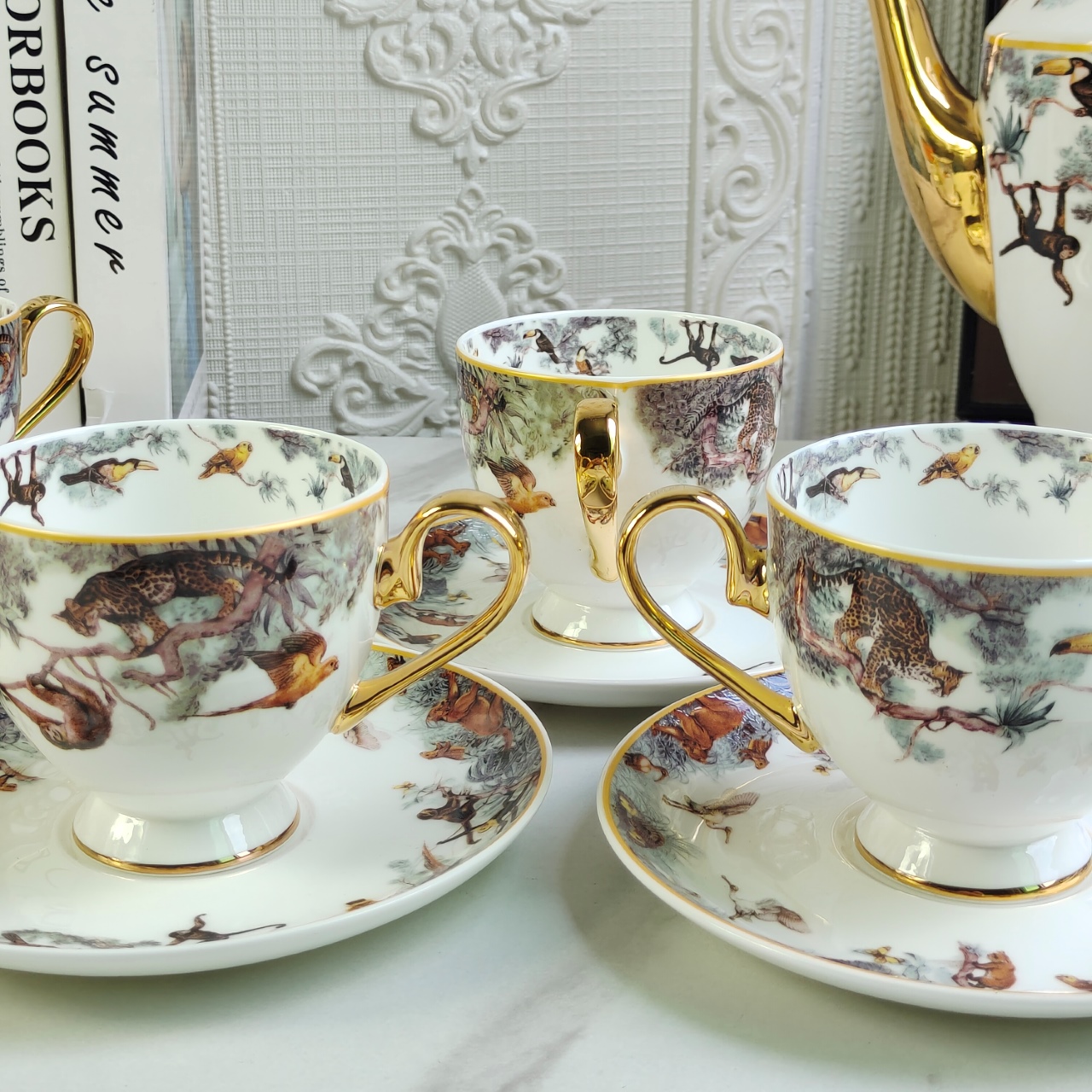 Hermès 15-Piece Jungle Footed Coffee Set - Comprehensive 6