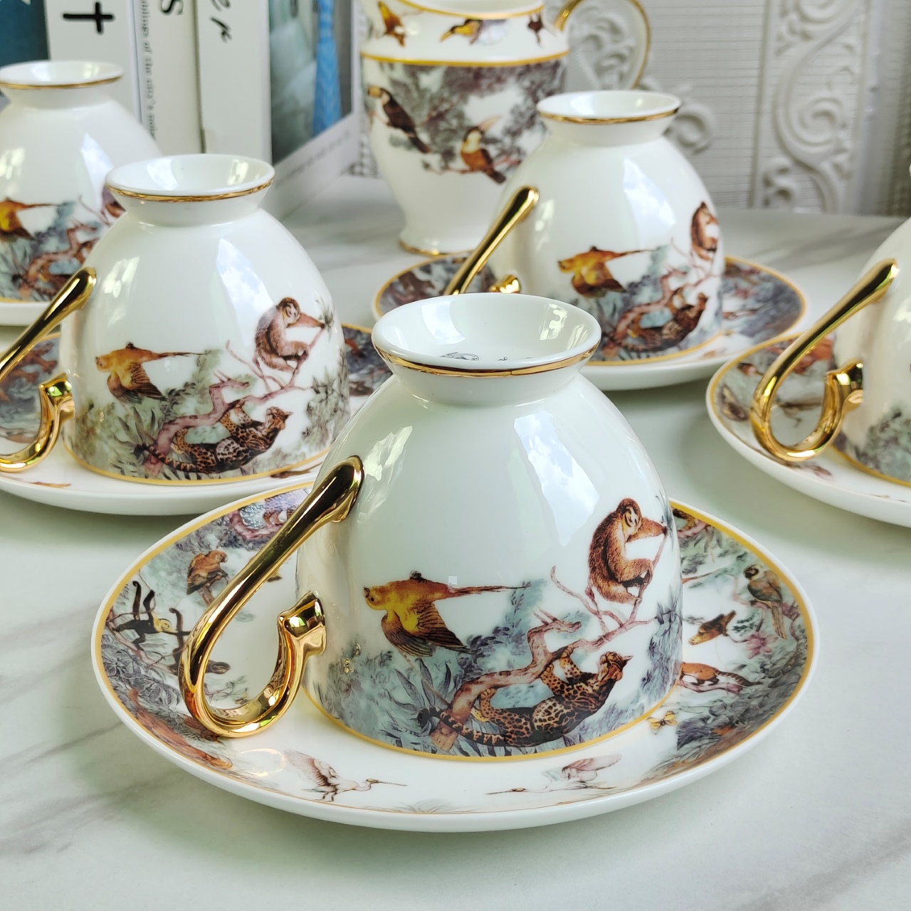 Hermès 15-Piece Jungle Footed Coffee Set - Comprehensive 7