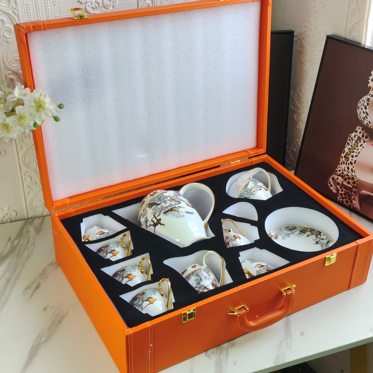 Hermès 15-Piece Jungle Footed Coffee Set - Comprehensive 9