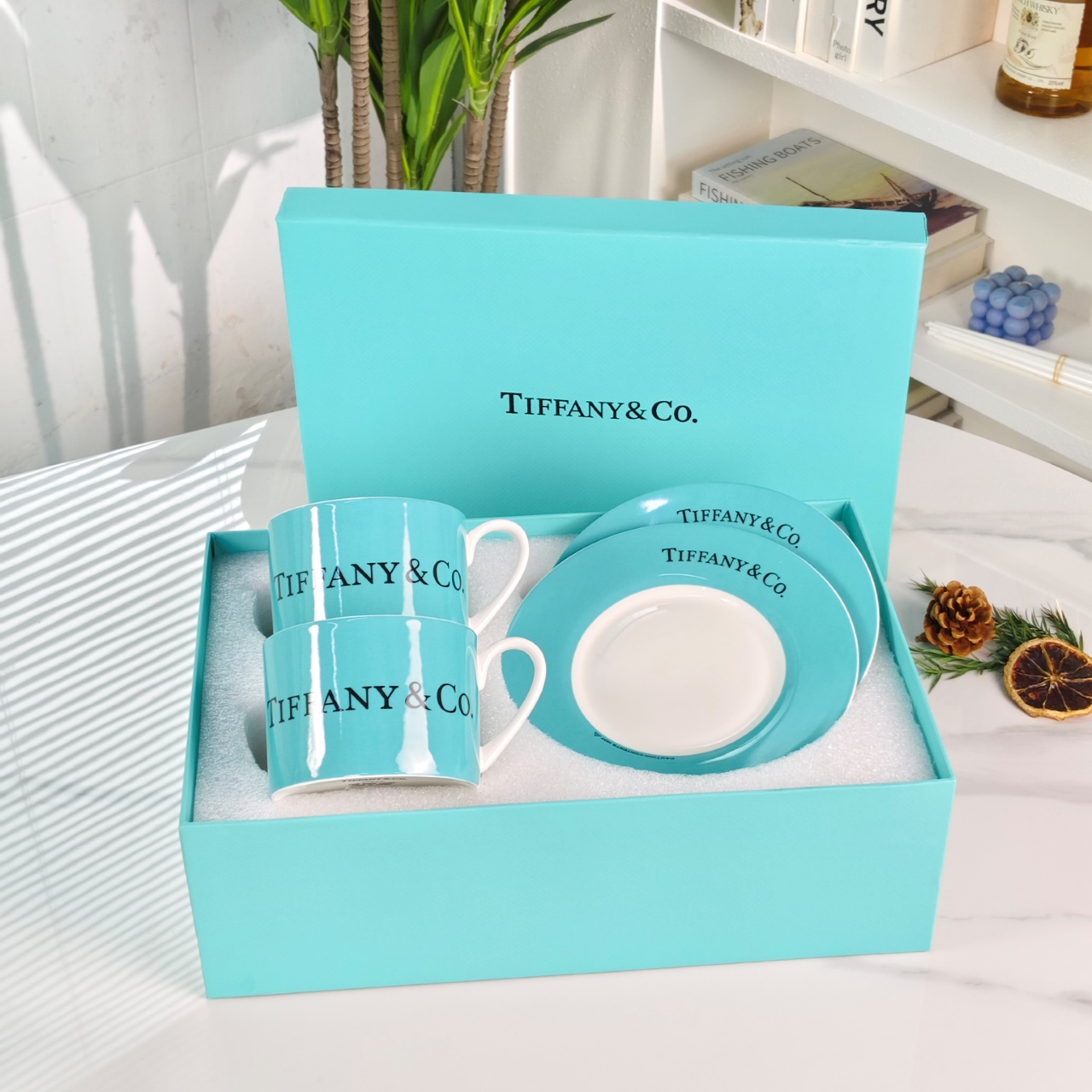 Tiffany#蒂芙尼【英文彩色双杯碟】礼盒装 2