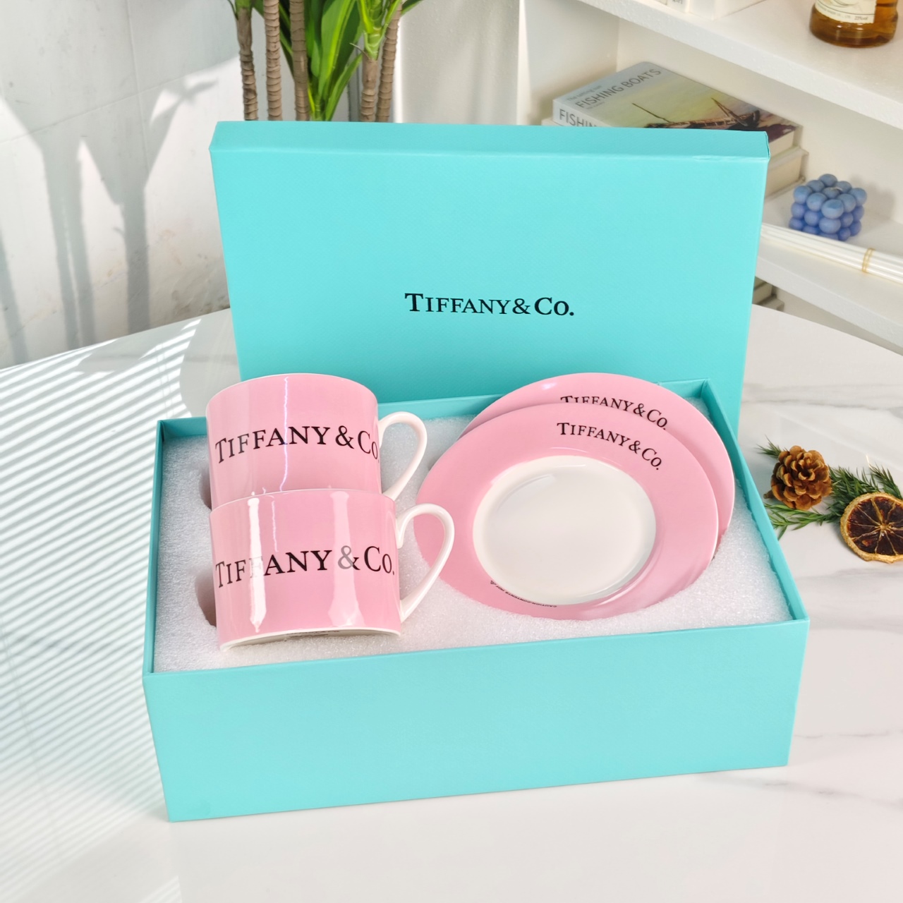 Tiffany#蒂芙尼【英文彩色双杯碟】礼盒装 3