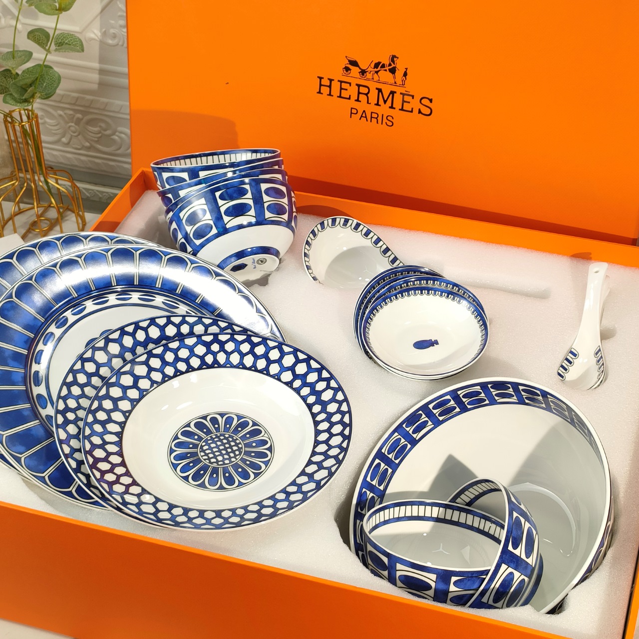 爱马仕- Hermès #H家 蓝色印迹 【28件】餐具套装 2