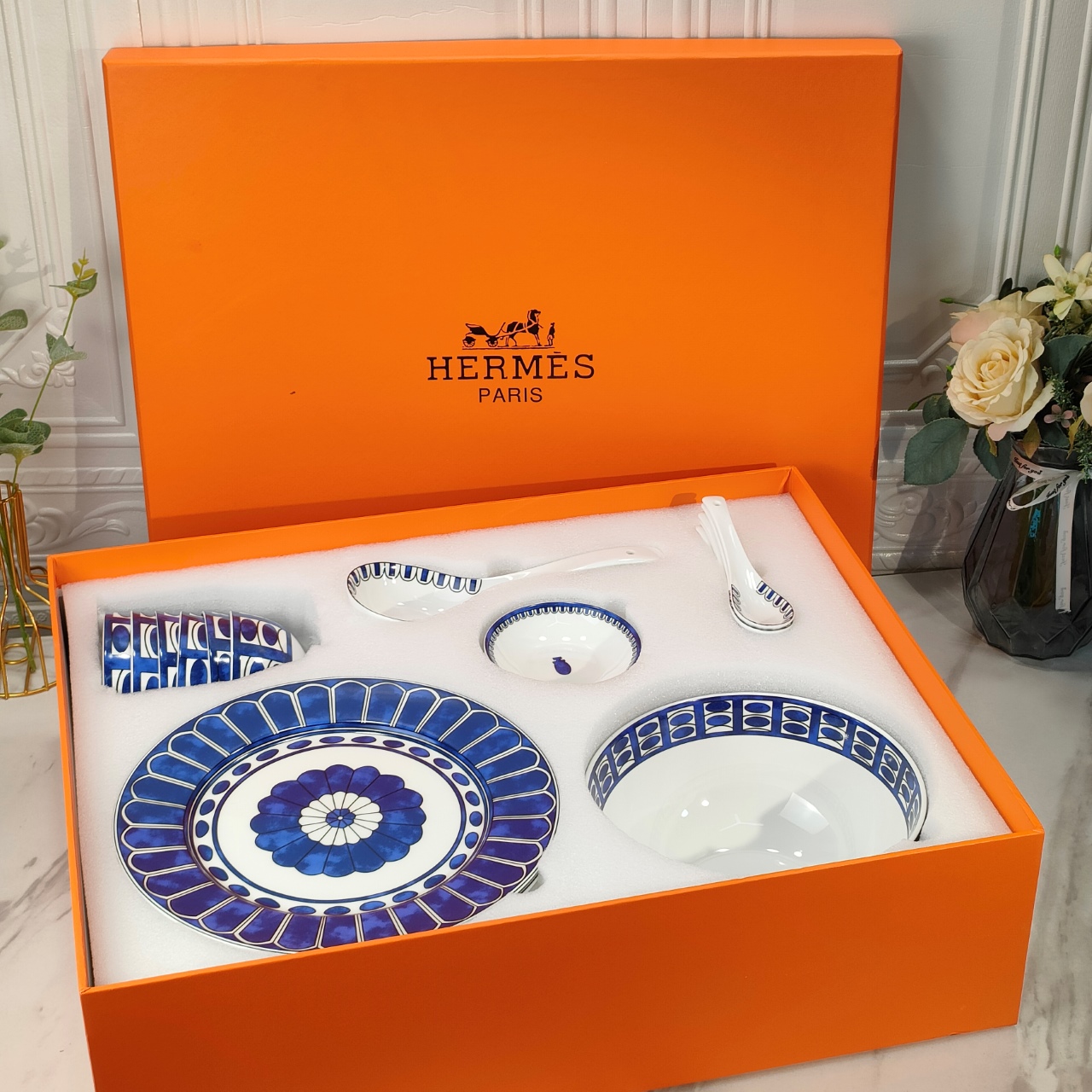 爱马仕- Hermès #H家 蓝色印迹 【28件】餐具套装 9