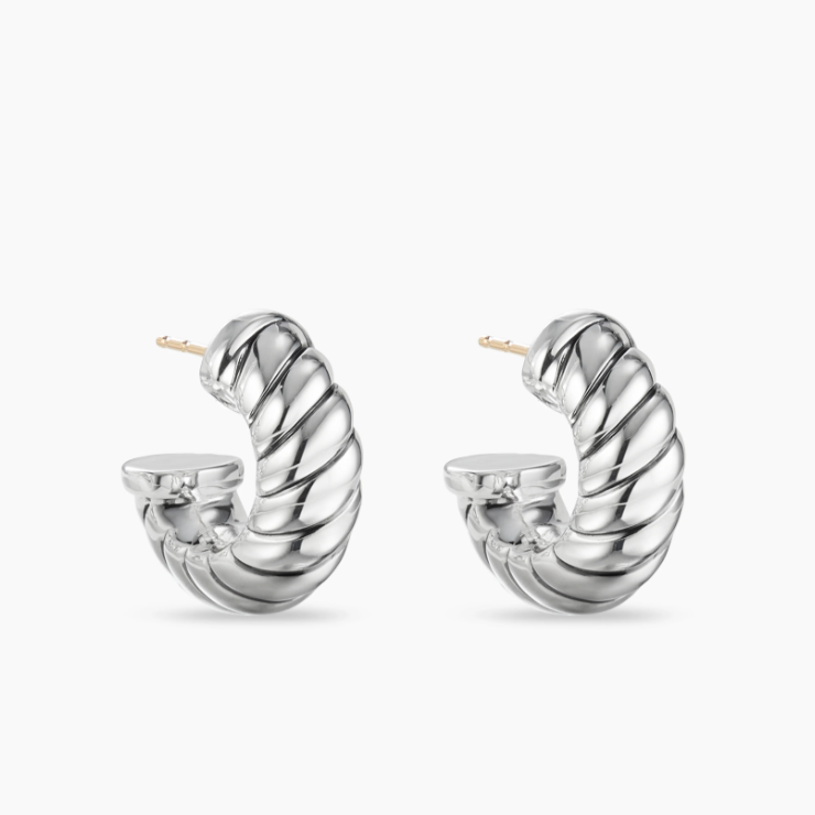 NO:107876,V-gold David Yurman 20.5x20mm silver spiral button earrings, jewelry boutique, earrings19860909V金David Yurman 20.5x20mm银色螺旋纽线耳环,,饰品精品,earrings,Jewelry