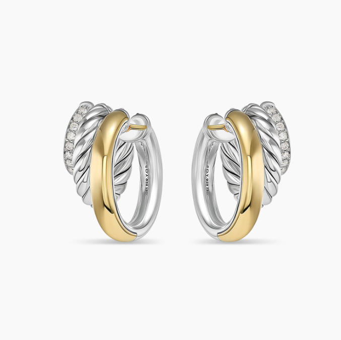 NO:107870,V gold David Yurman 21x20mm color separation three-ring connected earrings, jewelry boutique, earrings19860909V金David Yurman 21x20mm分色三环相连耳环,,饰品精品,earrings,Jewelry