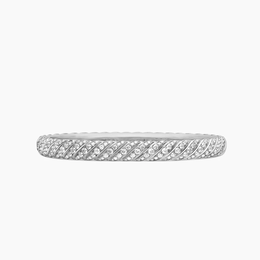 NO:581738,V gold David Yurman silver diamond 6.2mm engraved wave bracelet. Size 19cm No. DYSZ-316, fine jewelry, bracelet19860909V金David Yurman 银色带钻6.2mm雕刻波浪手镯.尺寸19cm  编号DYSZ-316,饰品精品,bracelet,Jewelry