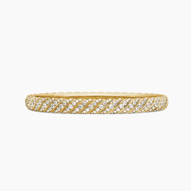 NO:575219,V gold David Yurman gold 6.2mm engraved wave bracelet with diamonds. Size 19cm No. DYSZ-318, fine jewelry, bracelet19860909V金David Yurman 金色带钻6.2mm雕刻波浪手镯.尺寸19cm  编号DYSZ-318,饰品精品,bracelet,Jewelry