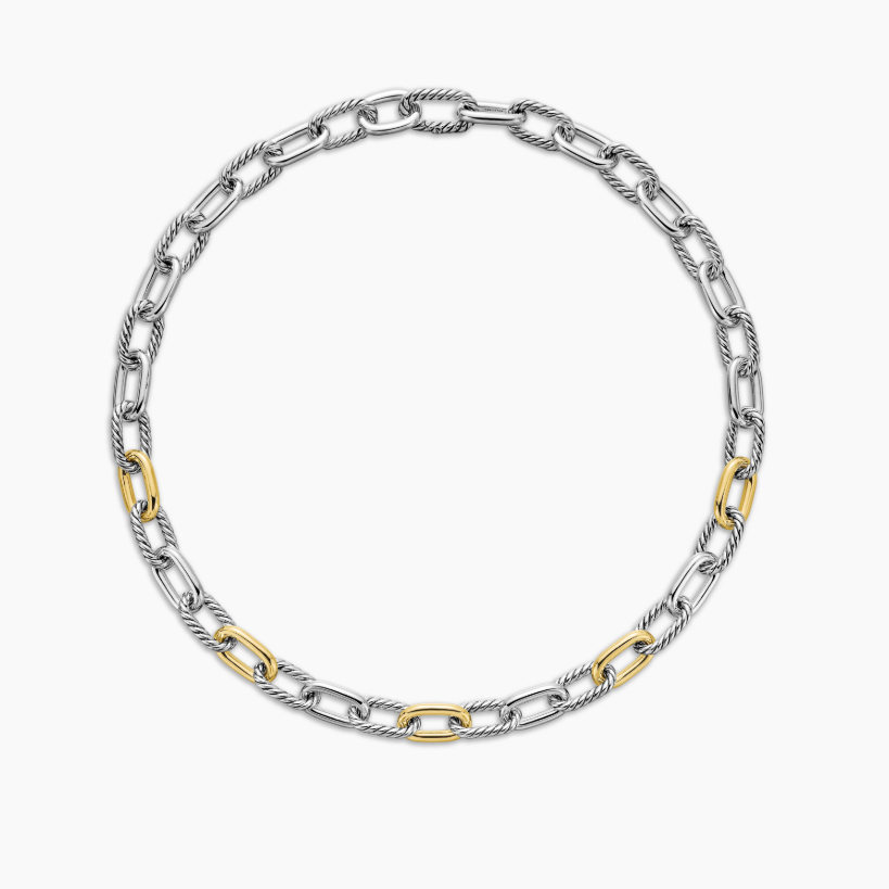 NO:107851,V gold David Yurman Madison chain polycyclic color separation necklace. Size 50cm, jewelry fine, necklace19860909V金David Yurman 麦迪逊链式多环分色项链.尺寸50cm,饰品精品,necklace,Jewelry