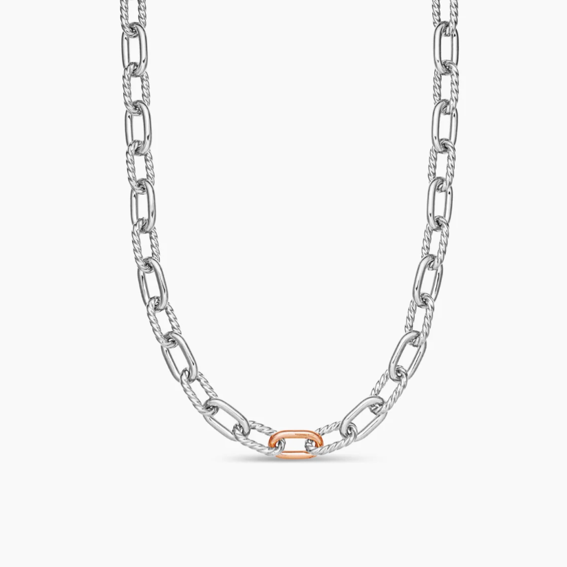 NO:107849,V gold David Yurman rose gold color separation Madison chain necklace. Size 48cm, jewelry fine, necklace19860909V金David Yurman 玫瑰金分色麦迪逊链式项链.尺寸48cm,饰品精品,necklace,Jewelry