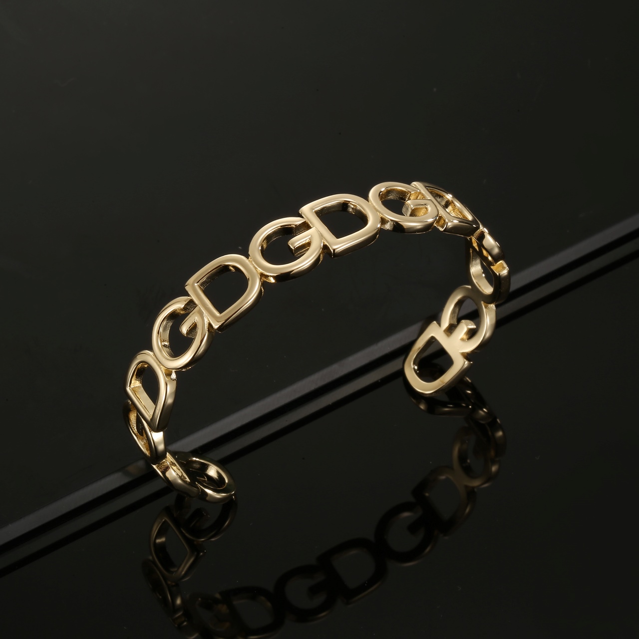 Fashion Bracelet with Gold and Brass Letters for Stylish Look and Luminous Twirls